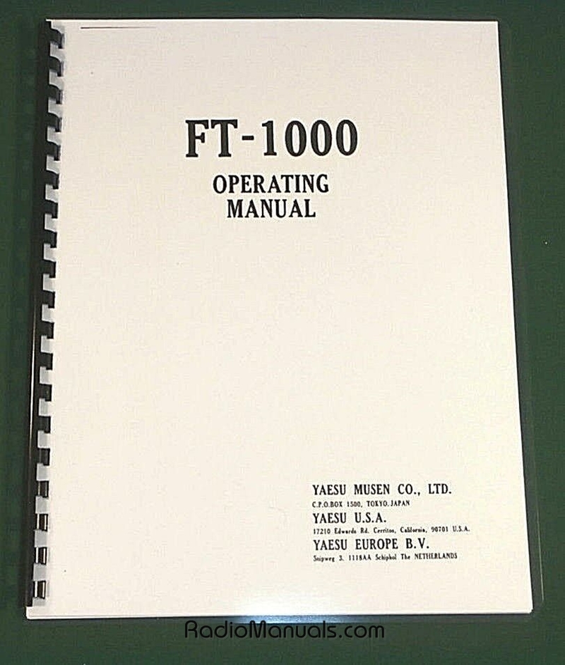 Yaesu FT-1000 Operating Manual - Click Image to Close